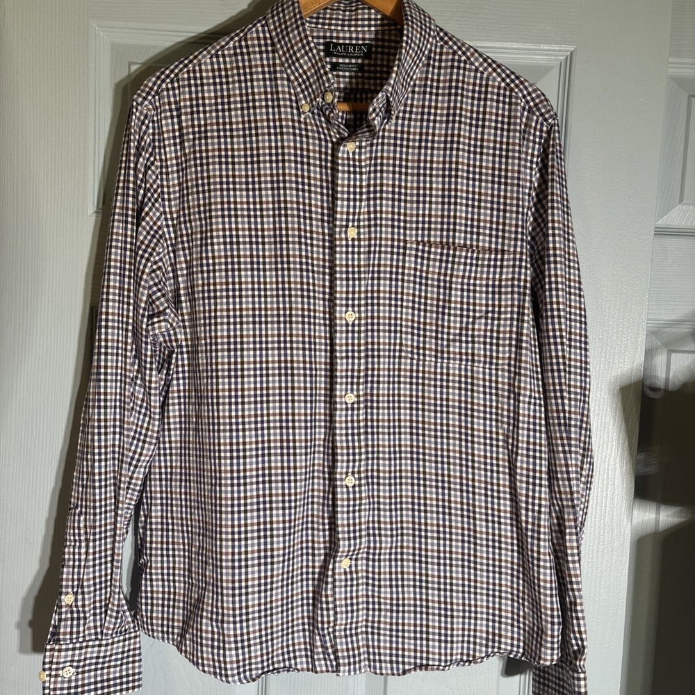 Lauren Ralph Lauren Flannel Plaid Button Up Long Sleeve Men's Size‎ Large